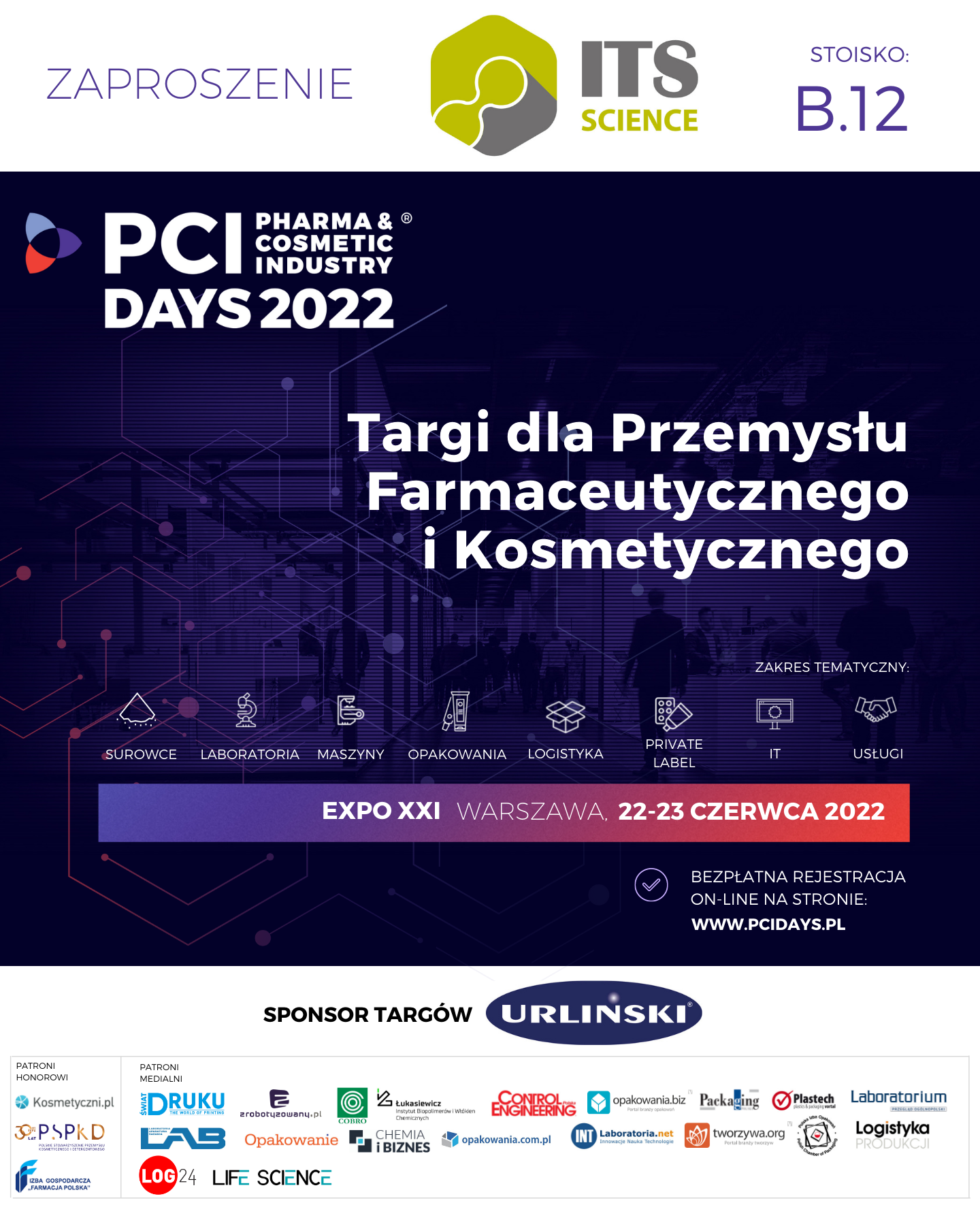 Zapraszamy do odwiedzenia naszego stoiska nr B.12 na targach PCI Days 2022