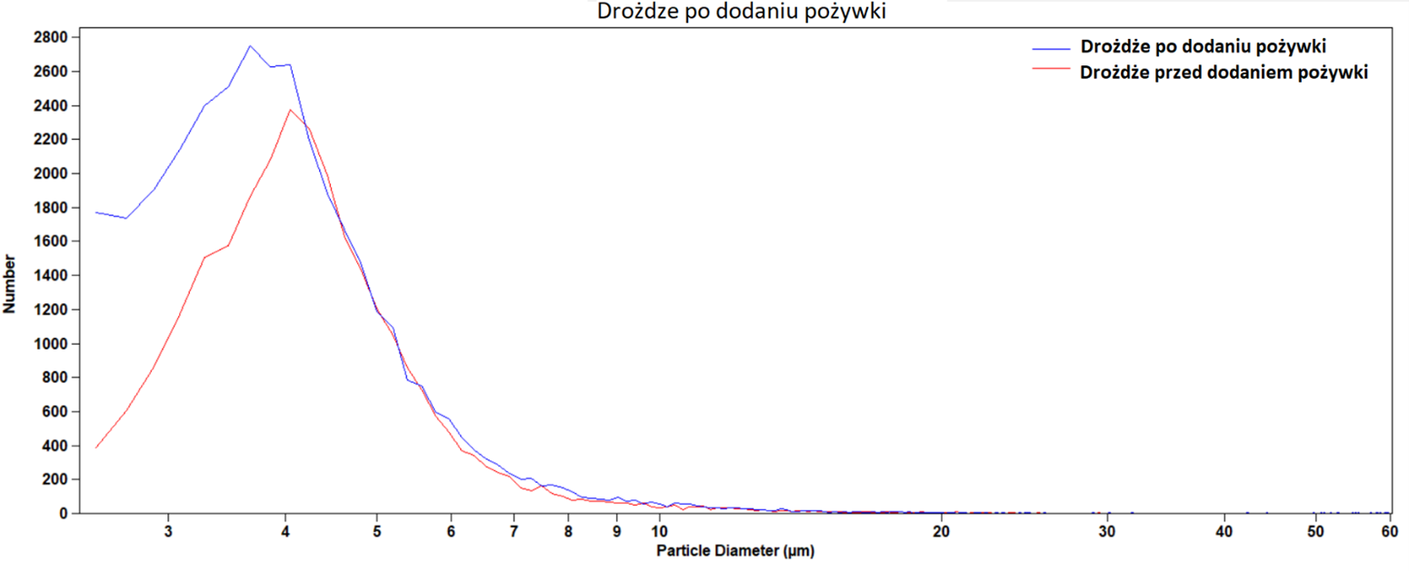 Wykres 2 Drożdże po dodaniu pożywki