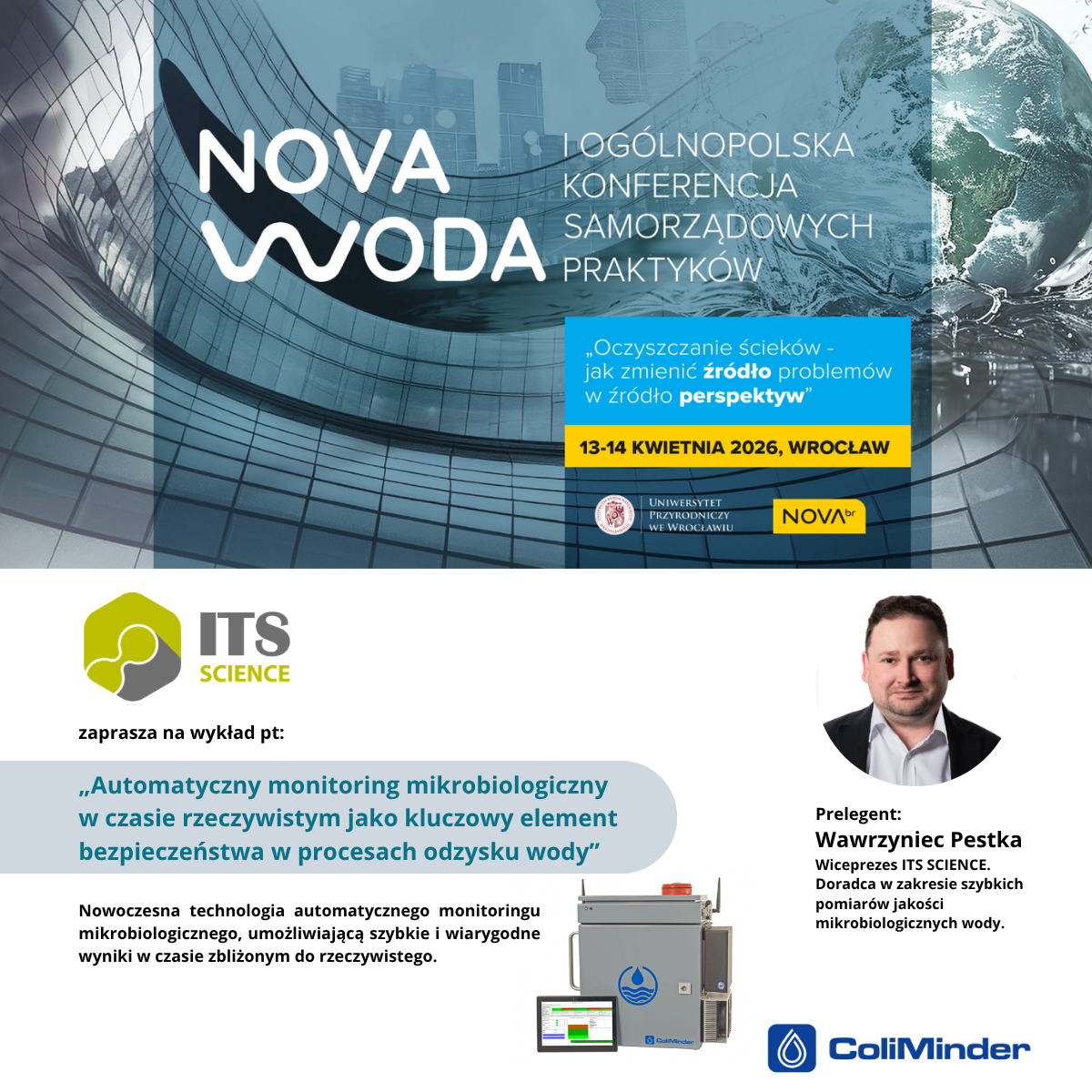 Automatyczny monitoring mikrobiologiczny w czasie rzeczywistym jako kluczowy element bezpieczeństwa w procesach odzysku wody - Wykład na konferencji Nova Woda